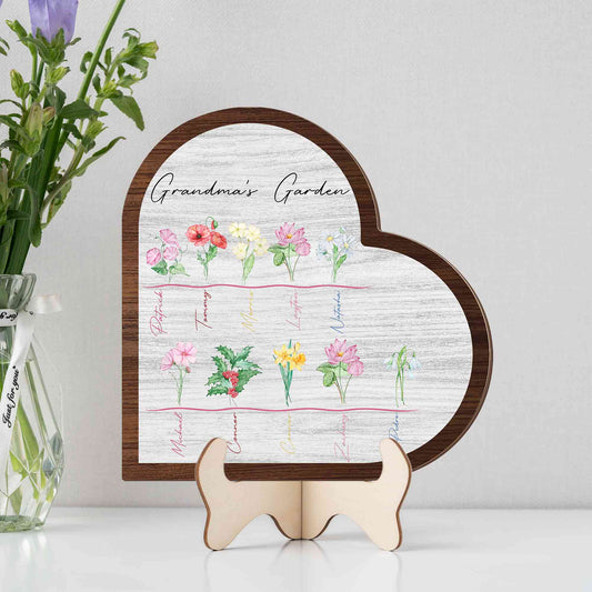 Personalized Birth Flower wooden plaque , Birth Month Flower wooden plaque , Grandma Wood Sign, Grandma's Garden With Grandkids Names, Mother's Day Gift, Birthday Gift for Granma's
