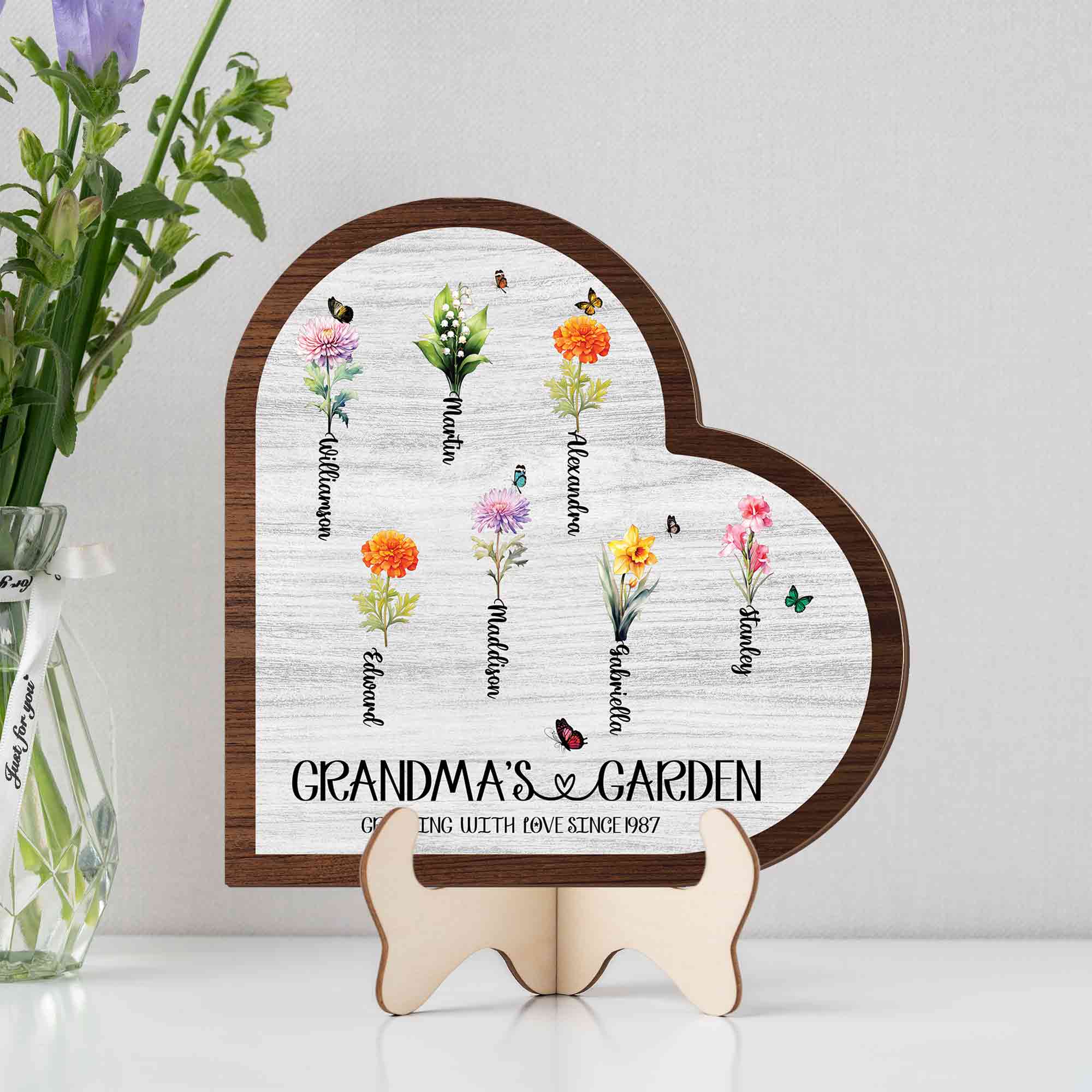 Personalized Birth Month Flower Wooden Plaque, Birth Month Flower Wooden Plaque, Birth Flower Gift, Mothers Day Gift, Family Flower, Wooden Plaque