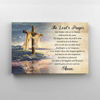 The Lord's Prayer Canvas, Wooden Cross Canvas, God Canvas, Canvas For Gift