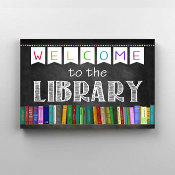 Welcome To The Library Canvas, Book Canvas, Gift For Library, Canvas For Gift