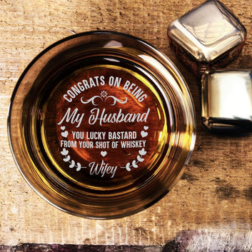 Personalized Engraved Whiskey Glass, Anniversary Gift for Fiance, Custom Congrats On Being My Boyfriend Whiskey Glass, Anniversary Gift For Husband Wife, My Husband Gift