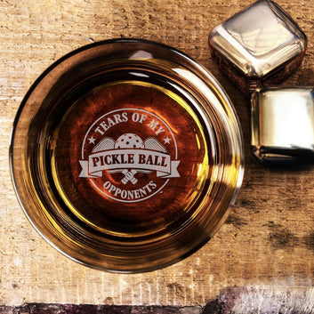 Personalized Pickleball Whiskey Rocks Glass, Engraved Scotch Whiskey Glass, Gift For Pickleball Enthusiasts Whiskey Glass, Gift For Dad, Gift For Grandfather