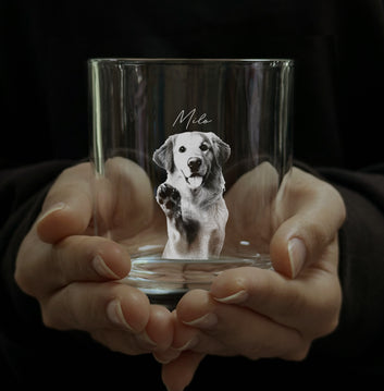 Custom Dog Photo Engraved Rocks Glass, Personalized Whiskey Glasses, With Your Dog Photo Engraved on Bottom, Personalized Whiskey Glass for Pet Lovers