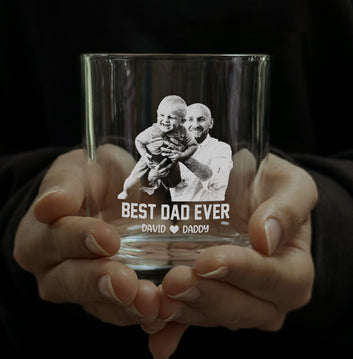 Custom Photo & Handwriting Whiskey Glass, Personalized Stemless Etched Whiskey Glass, Your Family in Glass Whiskey Glass, Whiskey Gift for Grandpa's, Father's Day Gift