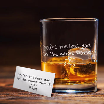 Personalized Handwriting Whiskey Glass - Engrave Your Handwritten Message on Bottom Rock Glass