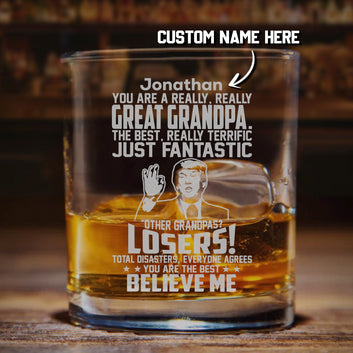 Custom Engrave Whiskey Glass, Custom Name Whiskey Glass, Great Grandpa Whiskey Glass, Gift For Grandpa