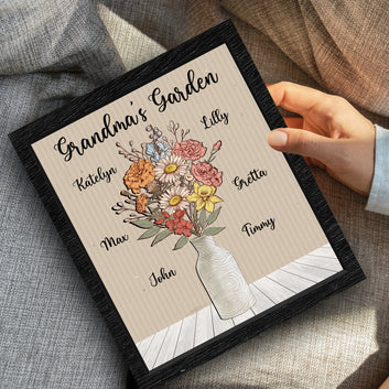 Personalized Grandma's Garden, Grandma Flower Bouquet Wooden, Custom Kids Birth Month Flowers, Mother's Day Gift