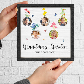 Custom Grandma And Grandkids Wooden, Grandma Garden We Love You Wooden Plaque, Diy Birth Month Flower, Mother's Day Gift