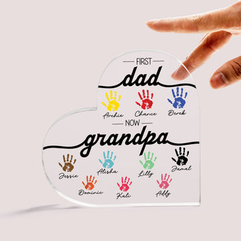 Customized First Dad Now Grandpa Acrylic Plaque, Custom Kids Names With Handprints, Custom Grandpa Birthday Gift, Father's Day Gift