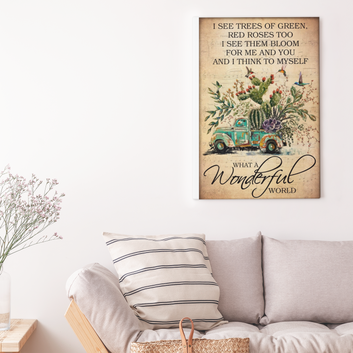 What A Wonderful World Lyrics Canvas, Hummingbirds Canvas, Cactus Canvas, Wall Art Canvas, Gift Canvas