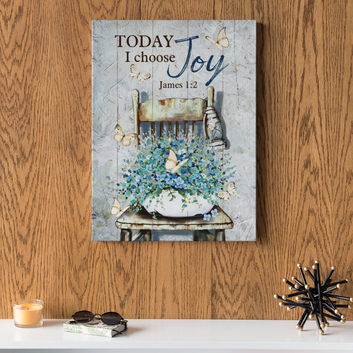 Today I Choose Joy Canvas, Butterfly Canvas, Flower Canvas, Gift Canvas, Wall Art Canvas