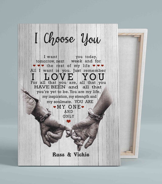 I Choose You Canvas, Hand Canvas, Couple Canvas, Custom Name Canvas, Canvas Wall Art, Gift Canvas