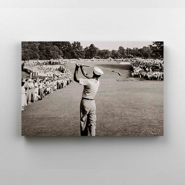 Ben Hogan Famous Golf Shot Icon Canvas, Wall Art Canvas, Black And White Canvas