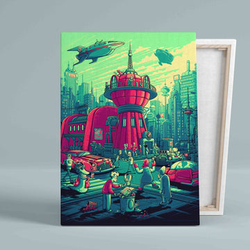 Futurama Poster Canvas, Wall Art Canvas, Gift Canvas, Sci-fi Canvas