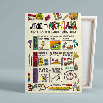 Welcome To Art Class Canvas, Class Rules Canvas, Classroom Canvas