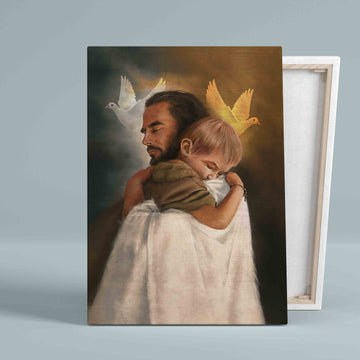 Jesus Christ Hugging Child Canvas, God Canvas, Wall Art Canvas, Gift Canvas