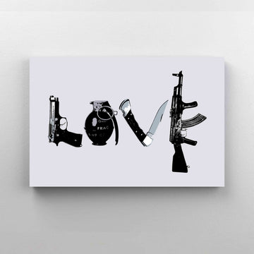 Guns Love Canvas, Love Guns Canvas, Grenade Canvas, Wall Art Canvas, Gift Canvas