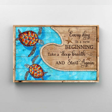 Every Day Is A New Beginning Canvas, Colorful Turtle Pattern Canvas, Wall Art Canvas