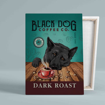 Black Dog Coffee Co Canvas, Dark Roast Canvas, Dog Canvas, Wall Art Canvas