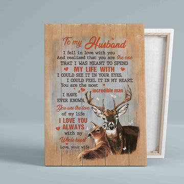 To My Husband Canvas, Family Canvas, Deer Canvas, Wall Art Canvas, Gift Canvas