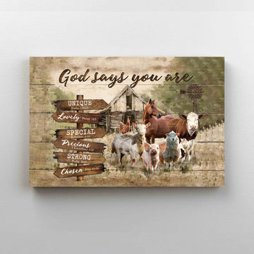 God Says You Are Canvas, Farmer Canvas, God Canvas, Barn Canvas, Farm Animal Canvas, Gift Canvas