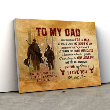 Hunting Canvas, To My Dad Canvas, From Your Son Canvas, Custom Name Canvas, Family Canvas, Canvas For Gift