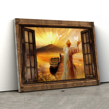 Rustic Window Canvas, Jesus Canvas, God Canvas, Canvas For Gift