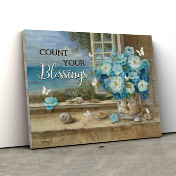 Count Your Blessings Canvas, Flower Canvas, Wall Art Canvas, Gift Canvas