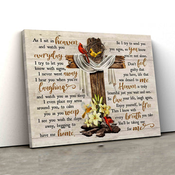 Memorial Canvas, Wooden Cross Canvas, Cardinal Canvas, Canvas For Gift