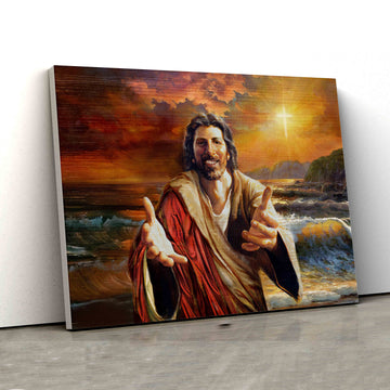 Jesus Canvas, Ocean Canvas Painting, Sunset Canvas, Family Canvas, Canvas For Gift