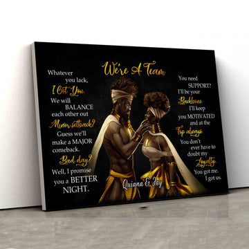 We’re A Team Canvas, Black Women Canvas, Black Men Canvas, Couple Canvas, Custom Name Canvas, Gift Canvas
