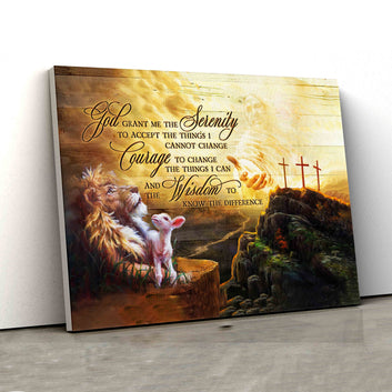 God Grant Me The Serenity Canvas, The Hand Of God Canvas, Lion Canvas, Lamb Canvas, Cross Canvas, Canvas Wall Art