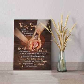 To My Son Canvas, Holding Hands Canvas, Custom Name Canvas, Family Canvas, Canvas Wall Art, Gift Canvas