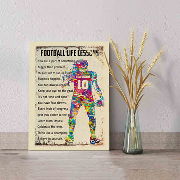 Custom Name Canvas, Football Life Lessions Canvas, Wall Art Canvas, Gift Canvas