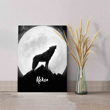 Custom Name Canvas, Wolf Canvas, Moon Canvas, Wall Art Canvas, Gift Canvas