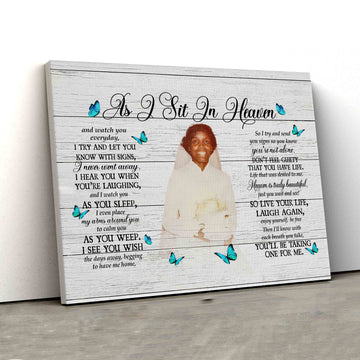 As I Sit In Heaven Canvas, Butterfly Canvas, Memorial Canvas, Personalized Image Canvas, Canvas Wall Art, Gift Canvas