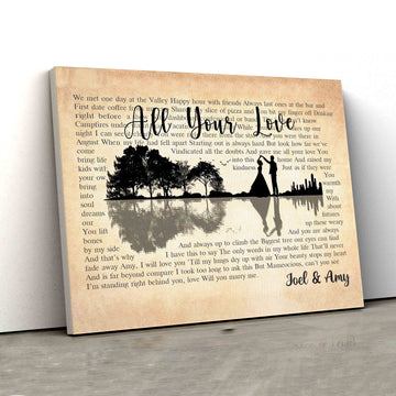 All Your Love Canvas, Couple Canvas, Custom Name Canvas, Canvas Wall Art, Gift Canvas
