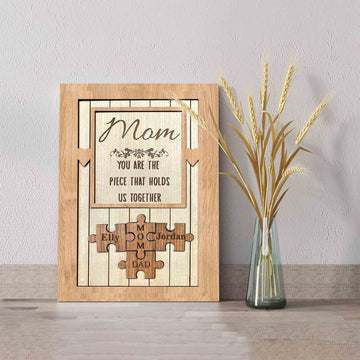 Mom Canvas, You Are The Piece That Holds Us Together Canvas, Custom Name Canvas, Canvas Wall Art, Gift Canvas