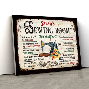 Personalized Name Canvas, Sewing Machine Canvas, Sunflower Canvas Wall Art, Wall Art Canvas, Gift Canvas
