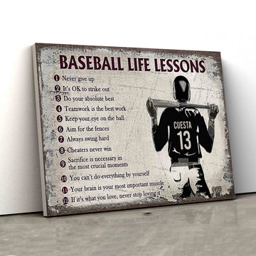 Personalized Name Canvas, Baseball Life Lessons Canvas, Baseball Canvas, Custom Name Canvas, Gift Canvas
