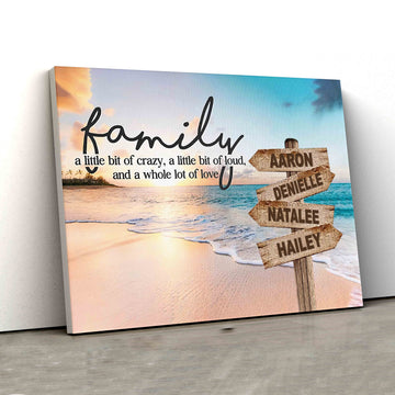 A Little Bit Of Crazy Canvas, Family Canvas, Beach Canvas, Custom Name Canvas, Gift Canvas, Wall Art Canvas
