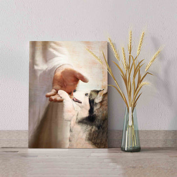 Jesus Christ Canvas, Take My Hand Canvas, Siberian Husky Canvas, God Canvas, Dog Canvas, Gift Canvas