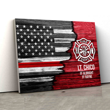 American Flag Canvas, Firefighter Canvas, Custom Name Canvas, Wall Art Canvas, Gift Canvas
