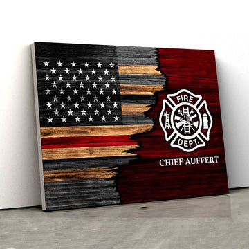 American Flag Canvas, Half Flag Canvas, Firefighter Canvas, Custom Name Canvas, Wall Art Canvas, Gift Canvas