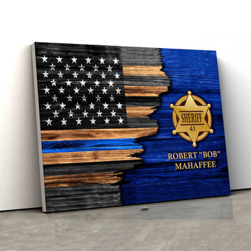 Badge Clipart Sheriff Canvas, American Flag Canvas, Custom Name Canvas, Wall Art Canvas, Gift Canvas
