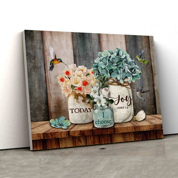 Today I Choose Joy Canvas, Hummingbird Canvas, Hydrangea Canvas Wall Art, Family Canvas, Canvas Wall Art, Gift Canvas