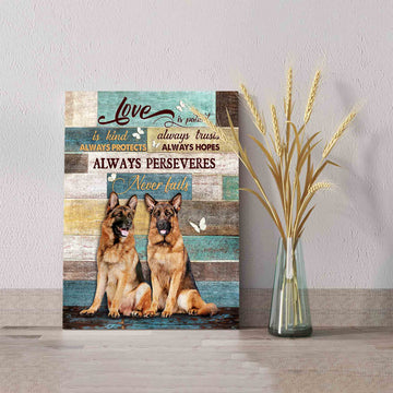 Love Is Patient Canvas, German Shepherd Canvas, Dog Canvas, Butterfly Canvas, Gift Canvas