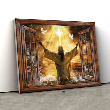 Jesus Canvas, Window Frame Canvas, Sunset Canvas, Dove Canvas, Canvas Wall Art, Gift Canvas