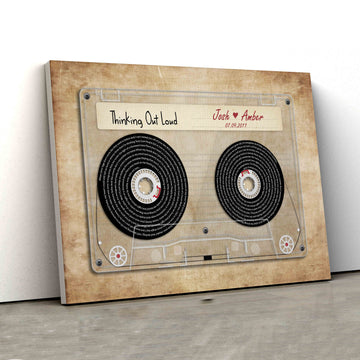 Cassette Tape Canvas Art, Thinking Out Loud Canvas, Custom Name Canvas, Canvas Wall Art, Gift Canvas
