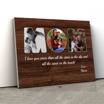 Mom Canvas, I Love You More Than All The Stars In The Sky Canvas, Custom Image Canvas, Custom Name Canvas, Gift Canvas